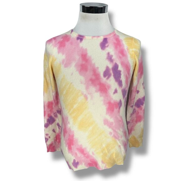 Charter Club Table Cashmere Sweater Women’s Medium Bianca Crema Tie-Dye Pink New - Picture 1 of 10